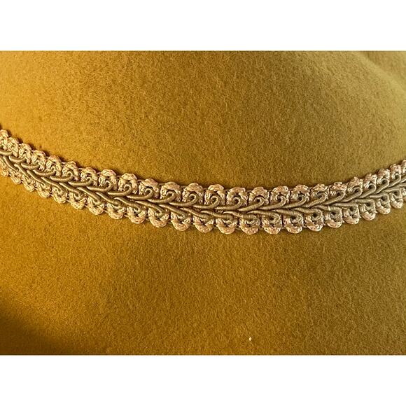 Vintage Deborah New York Mustard Yellow Wool Hat, Feathers, Beading, Church - Picture 6 of 13